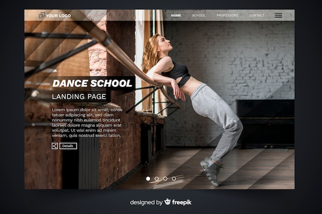 Sport landing page template with photo