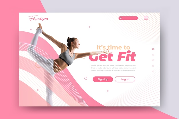 Sport landing page template with photo