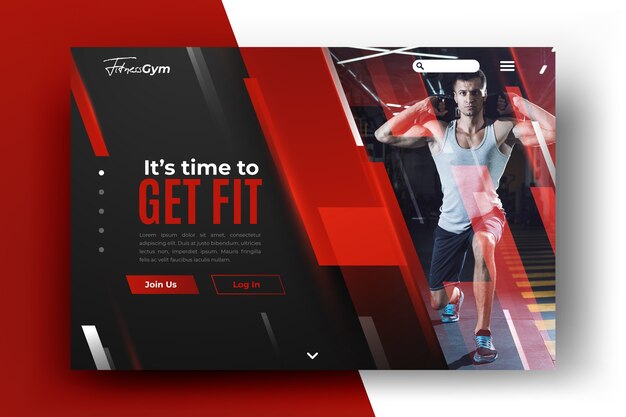 Sport landing page template with photo