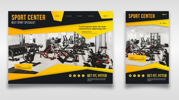 Sport landing page template with photo