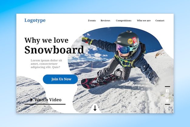 Free Vector sport landing page template