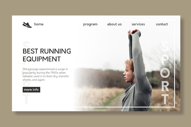 Free Vector sport landing page template