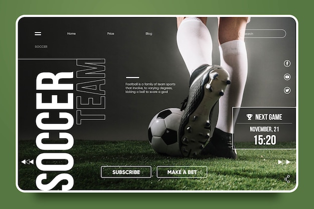 Free Vector sport landing page template