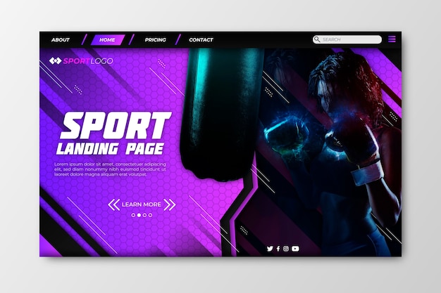 Sport landing page with boxing