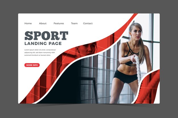 Sport landing page with image template