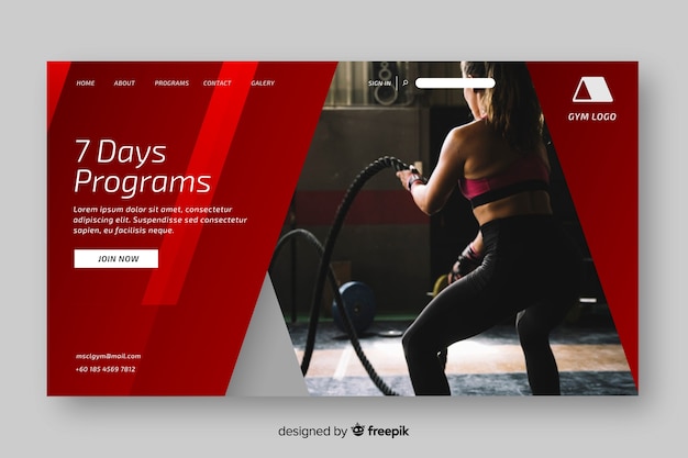 Sport landing page with image