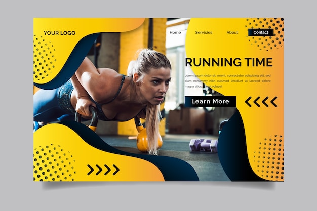 Sport landing page with image