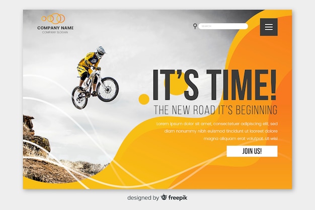 Sport landing page with motorcycle photo