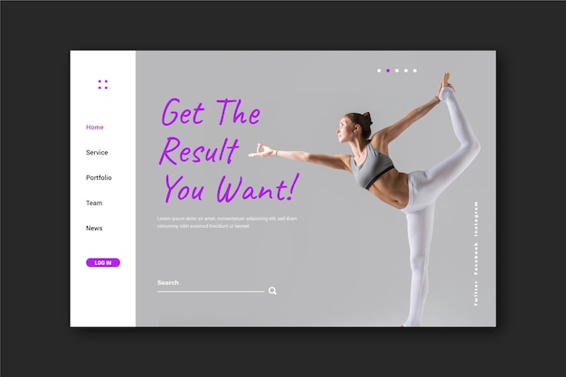 Free Vector sport landing page with photo of woman exercising