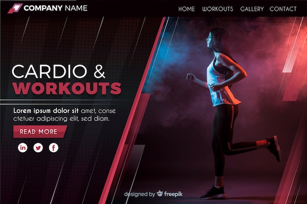 Sport landing page with photo