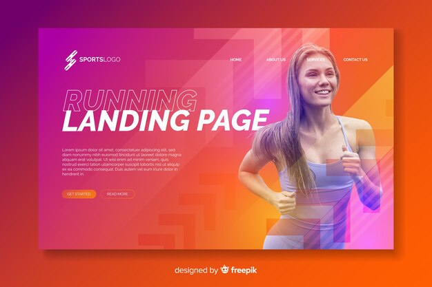 Sport landing page with photo