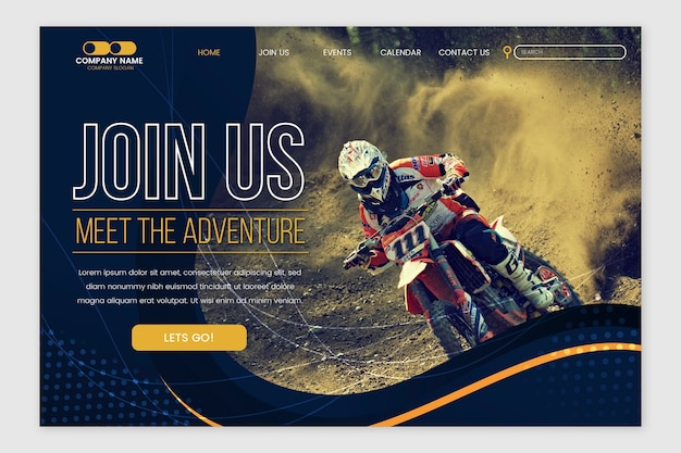 Sport landing page with photo