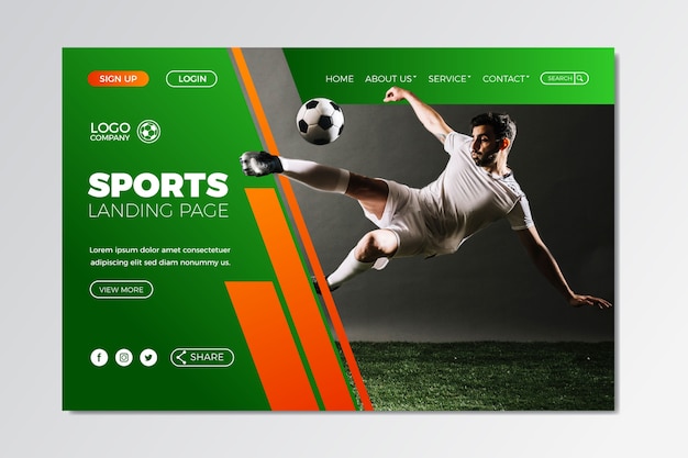 Sport landing page with photo