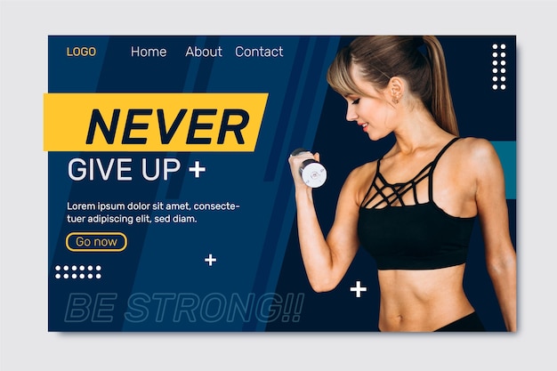 Sport landing page with photo