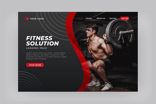 Sport landing page with photo