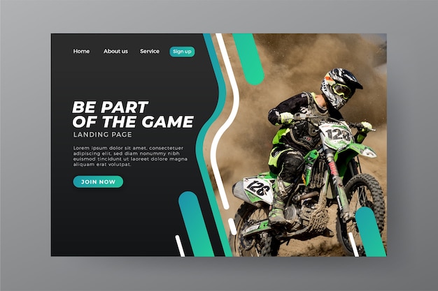 Free Vector sport landing page with photo