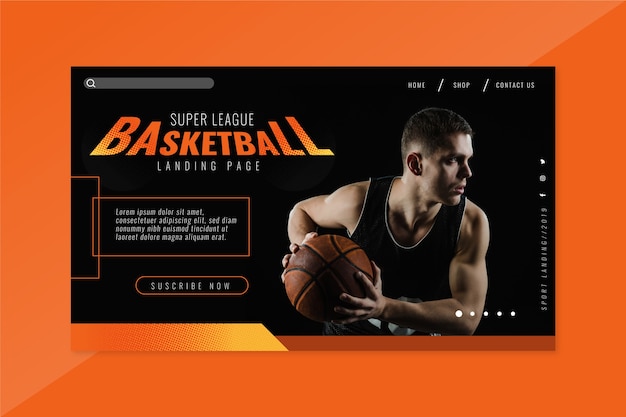 Sport landing page with photo