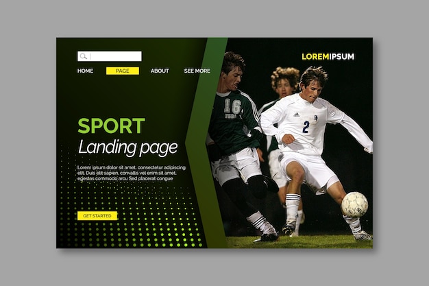 Sport landing page with photo