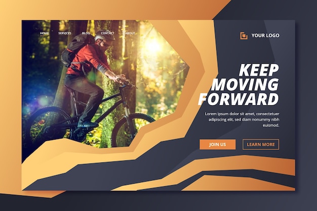 Free Vector sport landing page with photo