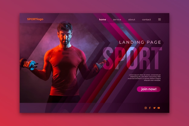 Sport landing page with photo