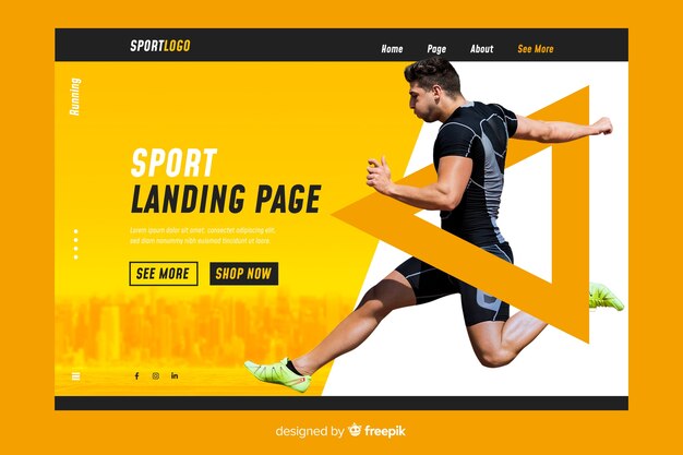 Sport landing page with photo