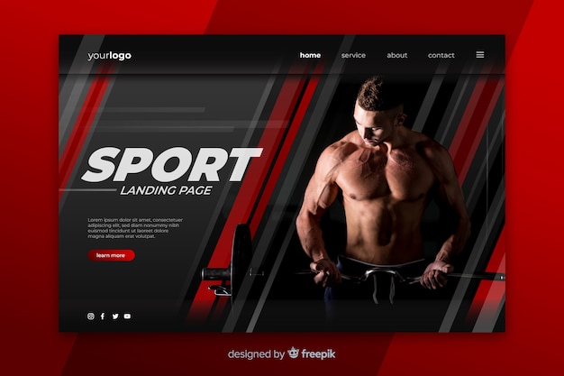 Sport landing page with photo