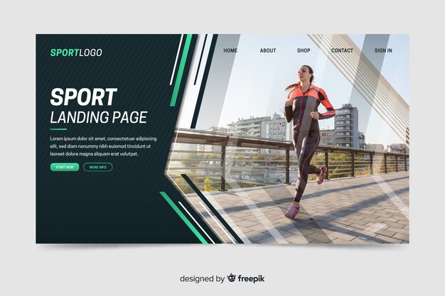 Sport landing page with photo