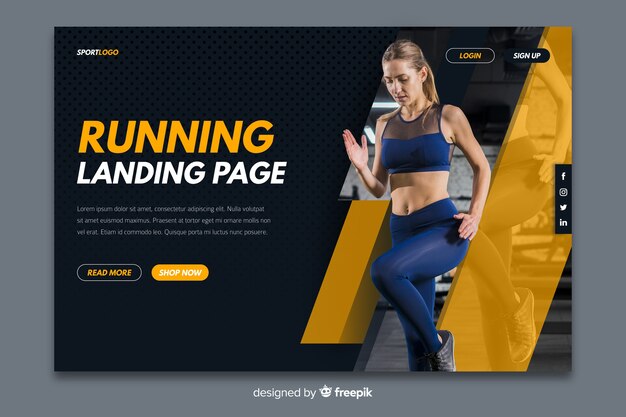 Sport landing page with photo