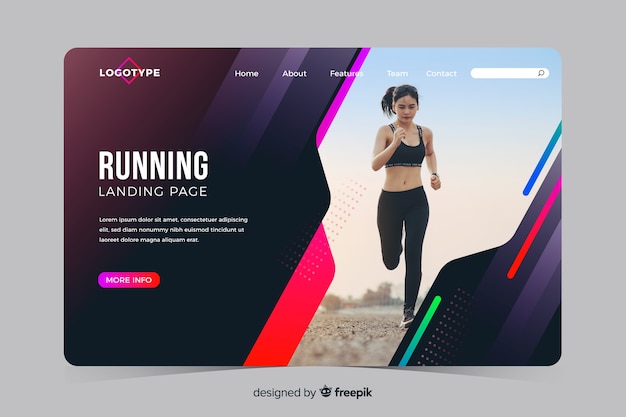 Sport landing page with photo