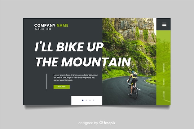 Free Vector sport landing page with photo