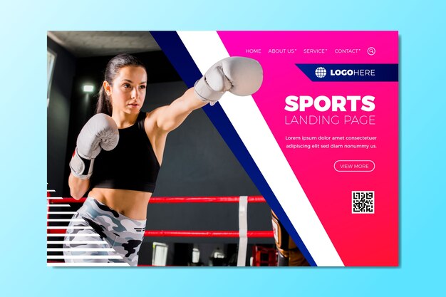 Sport landing page with pic template