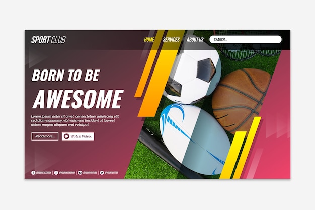 Sport landing page with pic