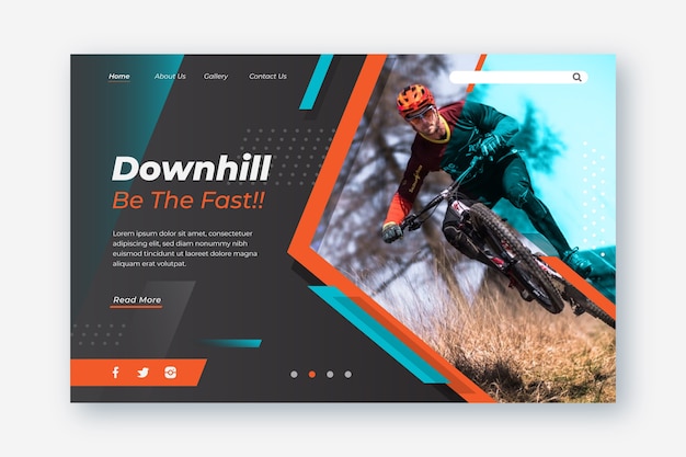 Free Vector sport landing page with picture