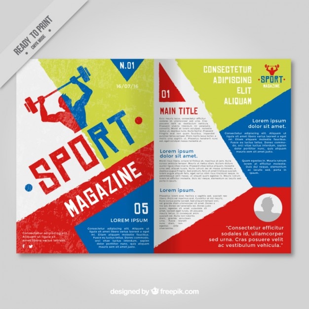 Free vector sport magazine with geometric shapes