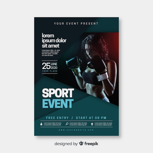 Sport poster template with photo