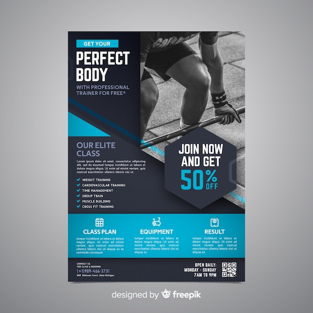 Sport poster template with photo