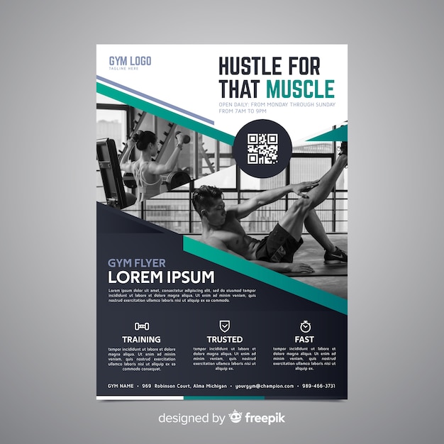 Sport poster template with photo