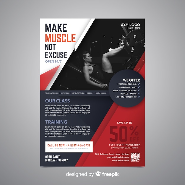 Sport poster template with photo