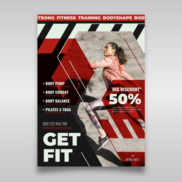 Sport poster template with photo