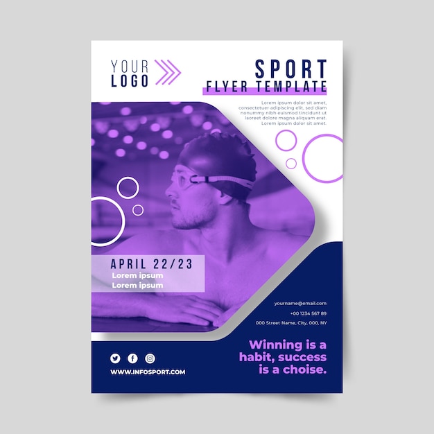 Sport poster template with swimming guy