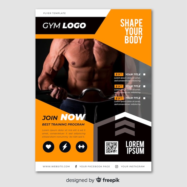 Free Vector sport poster with photo template