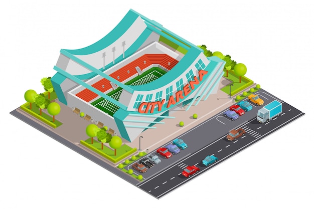 Sport Stadium Isometric Outdoor Composition Banner