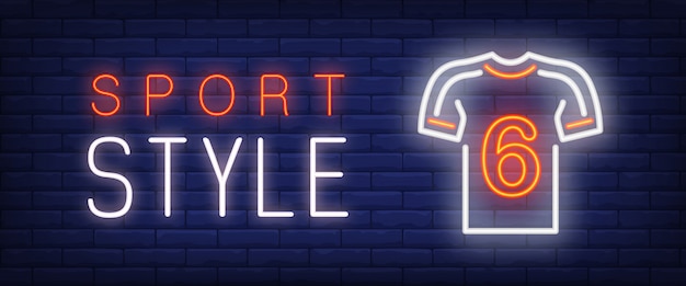 Sport style neon text and t-shirt