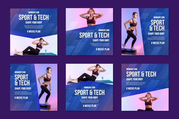 Free Vector sport & tech instagram posts