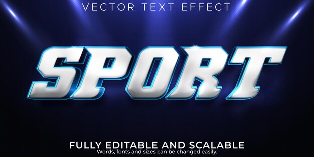 Sport text effect, editable metallic and shiny text style