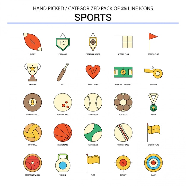 Sports Flat Line Icon Set Business Concept Icons Design