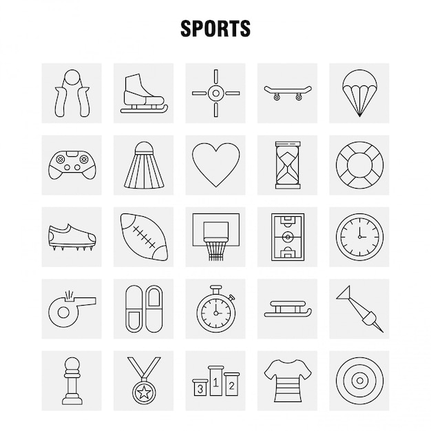 Free Vector sports line icon set 