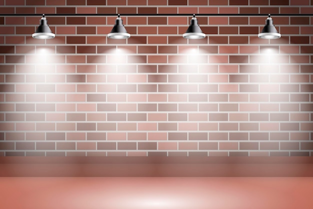 Free vector spot lights background on brick wall