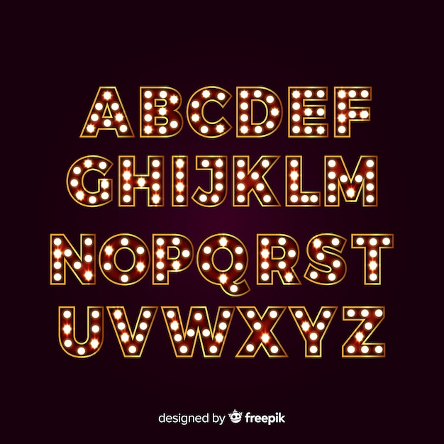 Spotlight alphabet with theatre lights