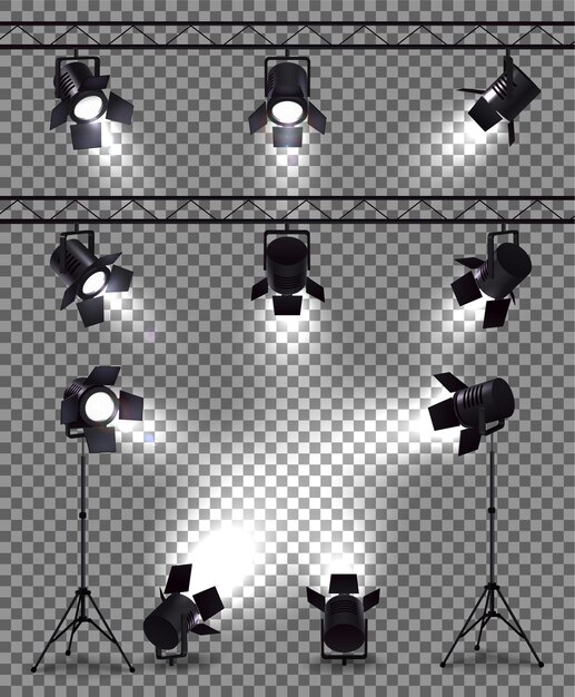 Spotlights set with realistic images